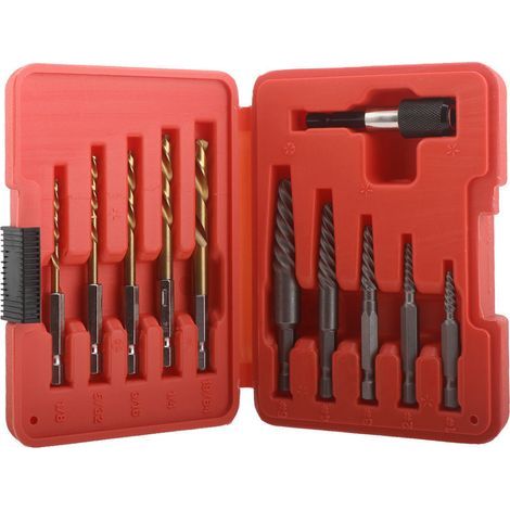 11-teiliges Schrauben- und Bohrer-Ausdreher-Set (linke Seite) zum einfachen Entfernen beschädigter Schrauben und abgebrochener Bolzen. Mehrschneidige Ausdreher zum Entfernen beschädigter Schrauben und (1/5)