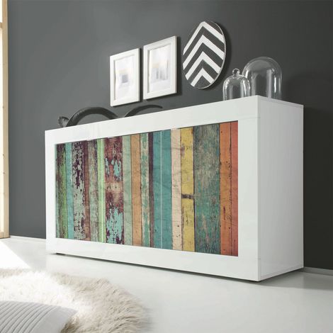Madia Color Wood Linea Fancy finitura Bianco lucido con Serigrafia (1/3)