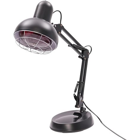 Lampe infrarouge 150 W / Lampe à lumière rouge / Lampe chauffante avec support — Orientable à 360° et pliable — Thérapie médicale par lumière rouge pour le soulagement des douleurs musculaires — Noir