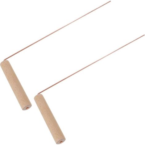 Baguettes de Sourcier 2 Pièces en Laiton pour Prospection d'eau et Or, Tiges Solides Manche en Bois Adaptées la Géobiologie et Chasse en Plein Air (1/5)