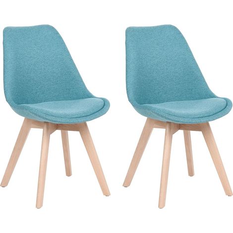 Set di 2 sedie da pranzo poliestere blu scuro gambe in legno lucide Dakota (1/5)