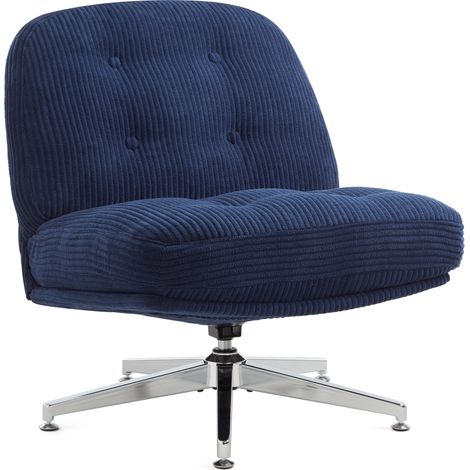 IWMH Dick Bürostuhl, Cordstoff Drehstuhl ohne Armlehnen und Rollen, Stuhl für Schlafzimmer, Wohnzimmer, Frisiertisch
 - Blau (1/5)