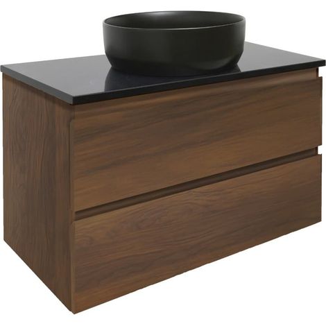 Meuble de salle de bains SAT - B-Way - avec plateau de recouvrement granit 79x50x45 - noyer