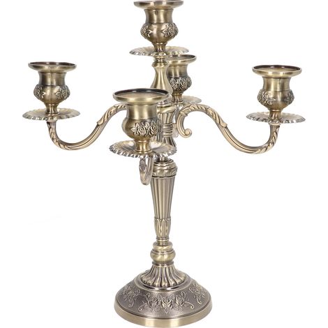 Magnifiques chandeliers en alliage de zinc, de style vintage, parfaits pour les tables à manger, les cheminées et les mariages. (1/5)