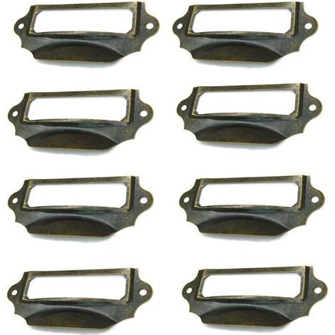 Set mit 8 Vintage-Schubladengriffen aus Eisen inklusive Schrauben für Schränke und Kommoden, bronzefarben, 90 x 40 mm (1/5)