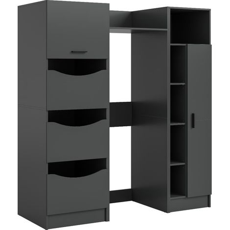 Free Waschmaschinenschrank 4 Türen, 2 Klappentüren, 2 Regale Anthrazit.