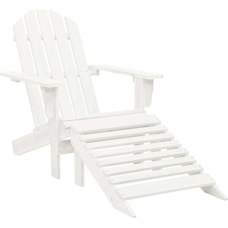 vidaXL Chaise de jardin avec pouf Bois Blanc (1/5)