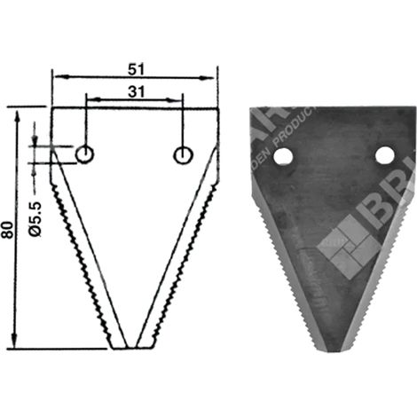 Cuchilla incisora estrecha para segadora D2001