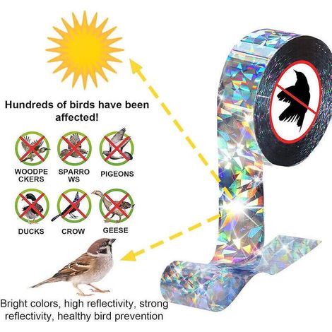 Nastro repellente per uccelli Bardusch, dissuasore anti-piccioni, repellente per uccelli, nastro spaventapasseri, nastro riflettente per uccelli, per spaventare gli uccelli (1/3)