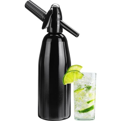Siphon à soda 1L Portable en aluminium pour boissons gazeuses / cocktails / mojitos / jus (noir)