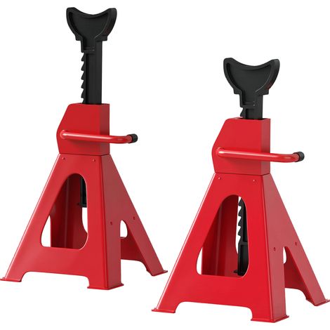 Set mit 2 verstellbaren 3-Tonnen-Wagenhebern, 29–42,5 cm, aus rotem Kohlenstoffstahl und Gusseisen