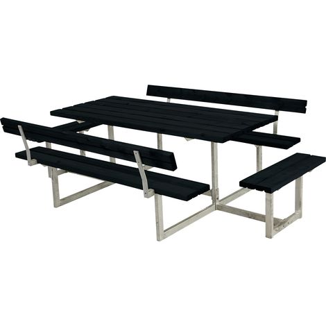 Plus Kombimöbel Basic 260 x 184 x 73 cm mit 2 Rückenlehnen, schwarz Gartenmöbel-Set