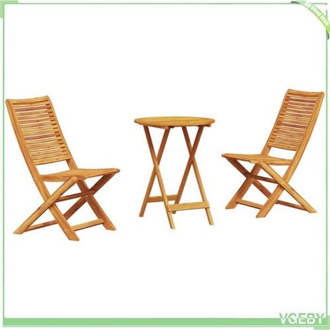 Ensemble bistro pliant 3 pcs - FAFEICY - 3375688 - Bois d'acacia massif - Coussin zippé amovible - Pliable (1/5)