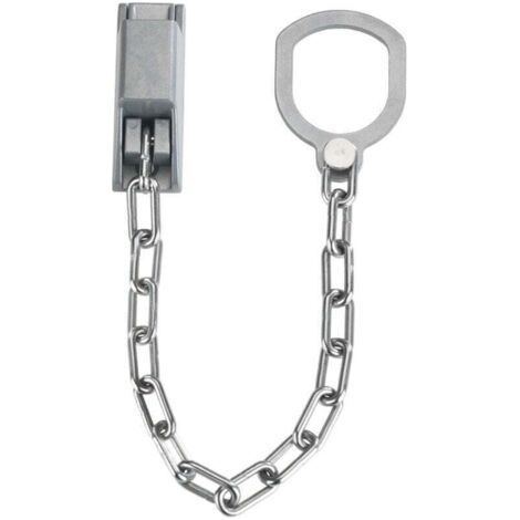 QORVA Türkette mit Schloss, Einbruchschutz, optimaler Schutz für Ihr Zuhause, kein Bohren erforderlich, massive Kette, Metall, 30 x 7 x 2,5 cm, mattes Silber (1/5)