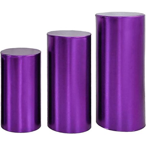 Set mit 3 dekorativen Hüllen für zylindrische Partyständer, Displays, Säulen, Dessertständer und Stoffverpackungen für Eventplaner - JikaixPurple