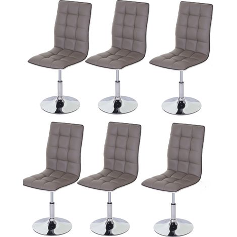 Lot de 6 chaises de salle à manger hauteur réglable en synthétique taupe CDS04294 (1/4)