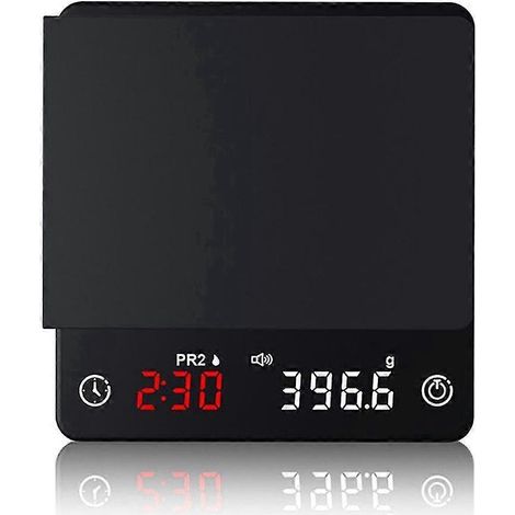 Intelligente Mini-Küchenwaage mit eingebautem Timer, ideal zum genauen Abwiegen von Kaffee und Espresso.