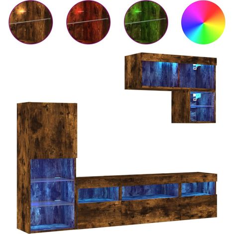Maison Exclusive - 6-tlg. Wohnwand mit LED-Beleuchtung Räuchereic