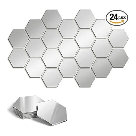 24 Pièces Miroir Autocollant, Miroir Adhesif Mural Hexagone 70 x 80 x 40 mm, Miroir Mural Autocollant, Miroirs Hexagonaux en Acrylique pour Le Salon, La Chambre à Coucher, La Salle de Bain (1/5)