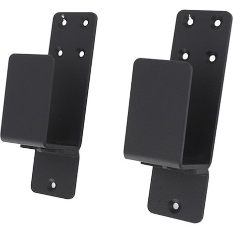 Lot de 2 supports de barre de porte ouverts en acier au carbone, installation facile, support en U pour planches 2x4 de garage ou de grange, noir (1/5)