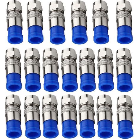 Lot de 20 connecteurs universels RG6 à compression étanches de type F pour câble coaxial (1/5)
