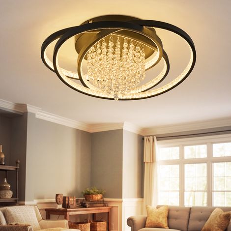 GBLY LED Deckenleuchte Schwarz Deckenlampe Küche Wohnzimmerlampe Decke Modern Schlafzimmerlampe 3000K Warmweiß 40W Küchenlampe Glas Deckenbeleuchtung Innen für Wohnzimmer Büro Flur