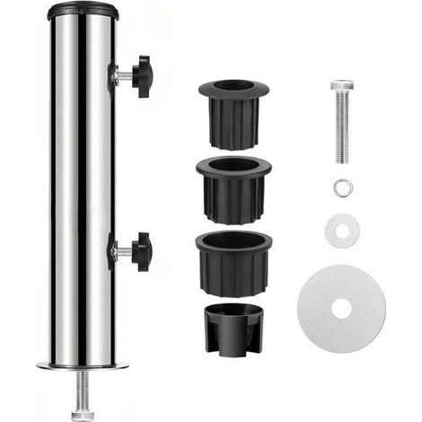 Support Parasol - Acier Galvanisé - Universel pour Mât Rond ou Carré Jusqu'à 60 mm - Fixation au Sol ou sur Terrasse - Noir - 1 Pièce (1/5)