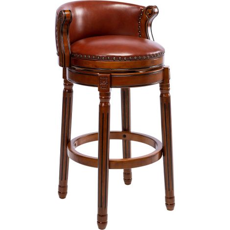 Sgabelli da bar in legno con seduta in pelle bovina, girevoli a 360 gradi, con schienale, ideali per banconi da cucina e casa, sgabelli da bar moderni.