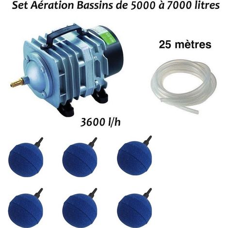 Set aération 6 boules bassin de 5000, 6000 et 7000 litres + aérateur (1/5)