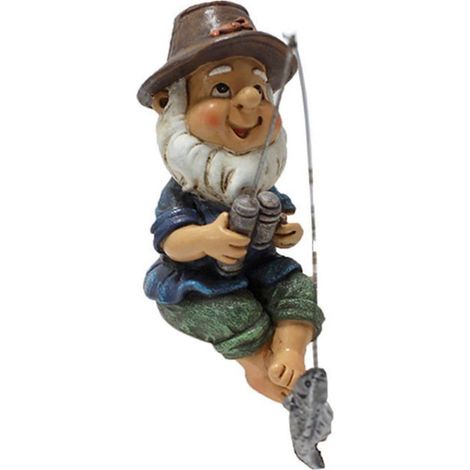 Statue de nain de jardin en résine, représentant un elfe pêcheur, ornement champêtre pour jardin, cour et pelouse. (1/5)