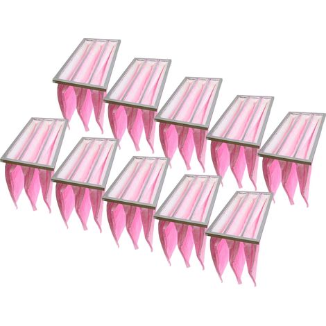 vhbw 10x HVAC F7 Bag Filter for Air-Conditioner Unit Ventilation System, 28.7 x 59.2 x 36 cm Pink - AC Air Pocket Filter