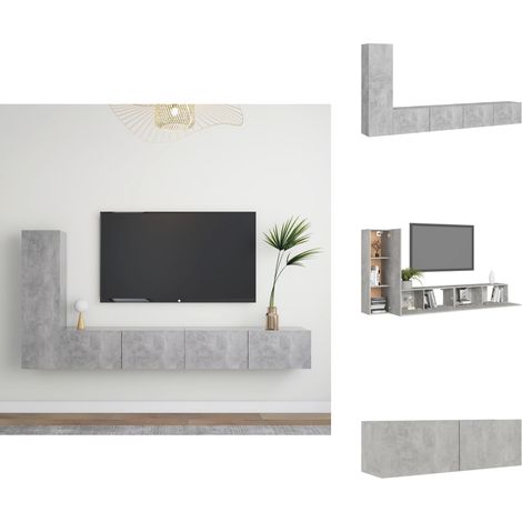 Ensemble de meubles TV 3 pcs Gris béton Bois d'ingénierie - Meuble Tv Suspendu - Meuble Tv Gris - Ensemble Meuble Tv - Meuble Tv Mural - Rangement Tv (1/5)