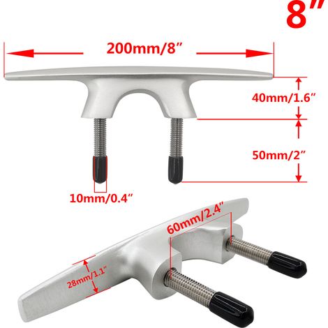 Marine aluminum cable bolts, horn cable bolts, flat cable bolts, bollards, mooring posts, marine and yacht accessories - 8-inch aluminum two-legged bolts - aluminum (1/4)