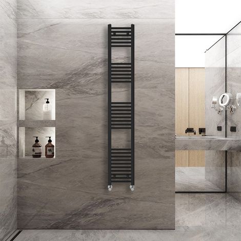 WarmeHaus Straight Heated Towel Rail Warmer Black 1800x300mm