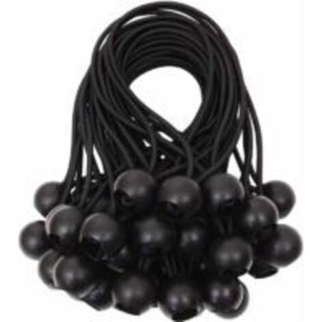 ALLIANDISLot de 15 Tendeur Elastique, Tendeur Bache avec Boules, Sandow Elastique Caoutchouc, pour Bâche, Adapté aux Tentes, Bannières, Filets, Rideaux Harnais d’Extension (Noir) (1/3)