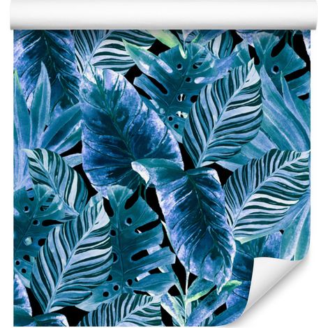 Papel pintado con motivos de plantas tropicales, ideal para salón y dormitorio, 50x1000 cm. (1/5)