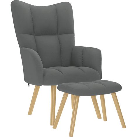 Sillón de relax con taburete tela gris oscuro (1/5)