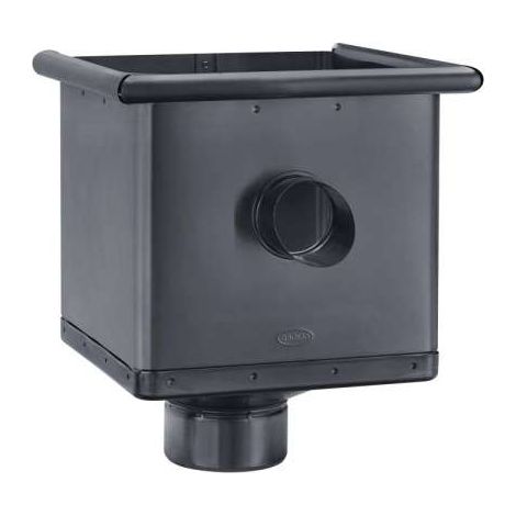 GRÖMO ALUSTAR Wasserfangkasten Anthrazit ø100 kubisch exzentrisch mit Überlauf, SX (glatt), 82841
