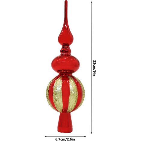 Étoile Pour Sommet De Sapin De Noël - Décoration Sphérique À 3 Niveaux - Rouge - Lot De 1 Pièce (1/2)