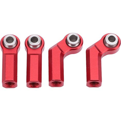 Lot de 4 rotules métalliques pour voiture RC 1/10, filetage M4, embouts de biellette de direction à sens horaire de 7 mm, 2 coudées et 2 droites, rouges. (1/5)