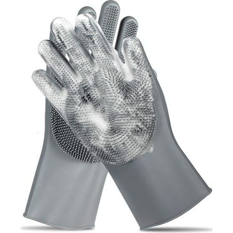 Lot de 2 gants de toilettage, gant de massage et d'épilation amélioré à cinq doigts, brosse douce pour le bain des chiens, chats, lapins et chevaux-AquaForge (1/5)