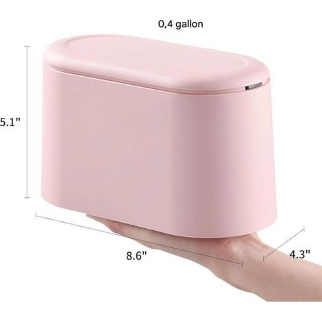 Poubelle - 1,9 L - Couvercle À Action Simple - Pour Évier Bureau Table Basse Salle De Bain - 22x11x13 cm (1/5)