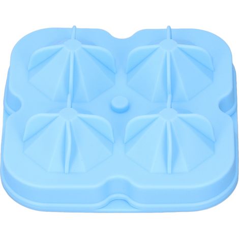 Blaue, antihaftbeschichtete Silikon-Eiswürfelform mit 4 Mulden, rautenförmig (1/5)