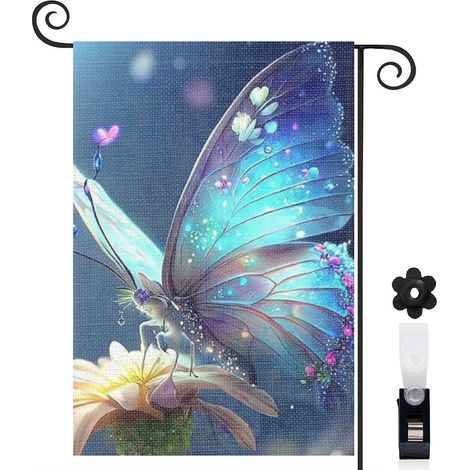 Drapeau de jardin vertical décoration extérieure toile résistante double face 30 x 45 cm pour balcon terrasse (1/5)