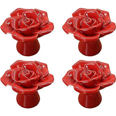 4 boutons de meuble en forme de rose (1/3)