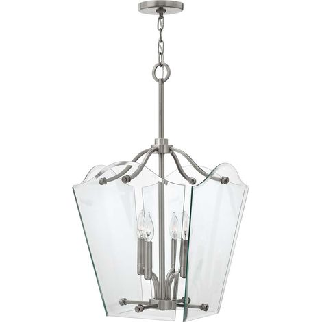 Elstead Wingate - Sospensione da soffitto a 4 luci medie nichel antico lucido, E14