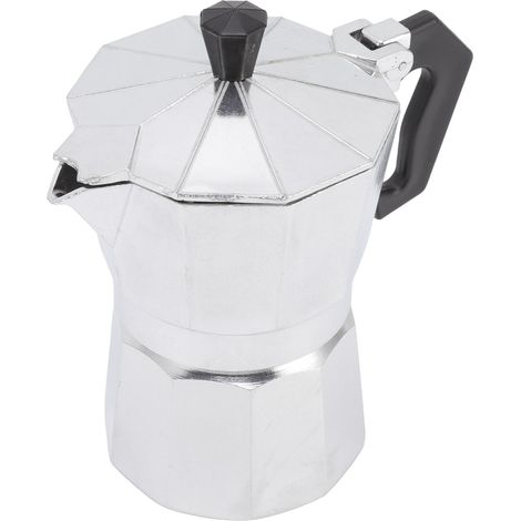 Cafetière Moka 150 ml en aluminium octogonal, style rustique argenté, idéale pour le chauffage domestique, le camping ou le bureau. (1/5)