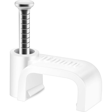 Lot de 100 clips de câble plat blancs pour câble Ethernet Cat6 Cat7 avec clou en acier 10 mm Support de câble (1/2)