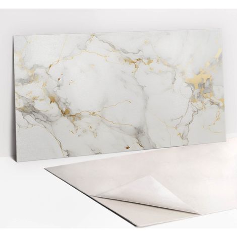 Pannelli da Parete Autoadesivi – Decorativi - Parete Piastrelle - Pannello Murale – 100x50 cm - Elegante Marmo e Oro