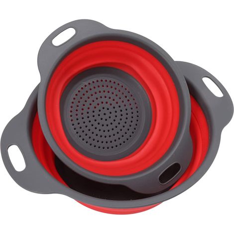 Ensemble De Passoire Pliable, Passoire De Cuisine 2PCS Pour Pâtes Légumes Fruits, Passoire Ronde Pliante En Silicone (1/5)